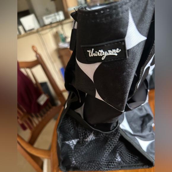 NWOT Thirty-One Tote Bag in Black and White Circle Dot Pattern - Picture 6 of 7